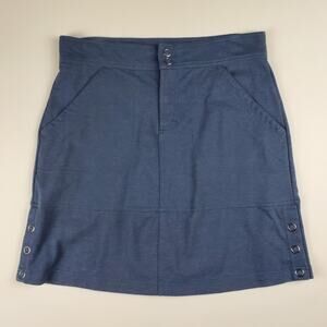 Aventura Organic Cotton Button Side A-Line Mini Skirt Blue Small